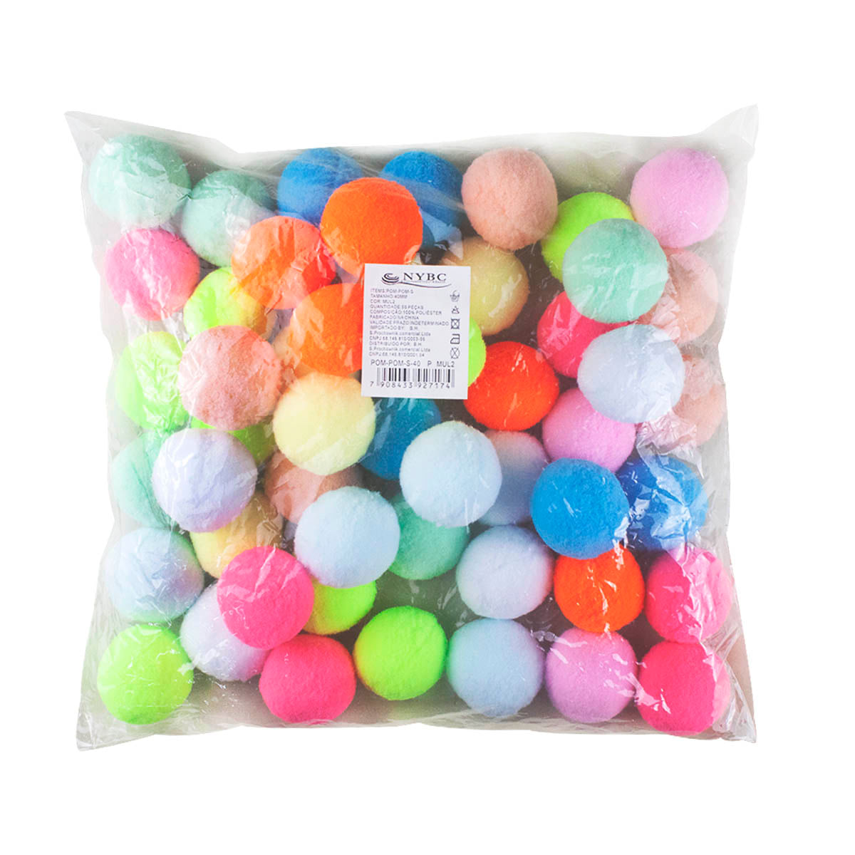 Pompom de Poliéster Colorido 40mm PT 50 Unidades NYBC - Rei do